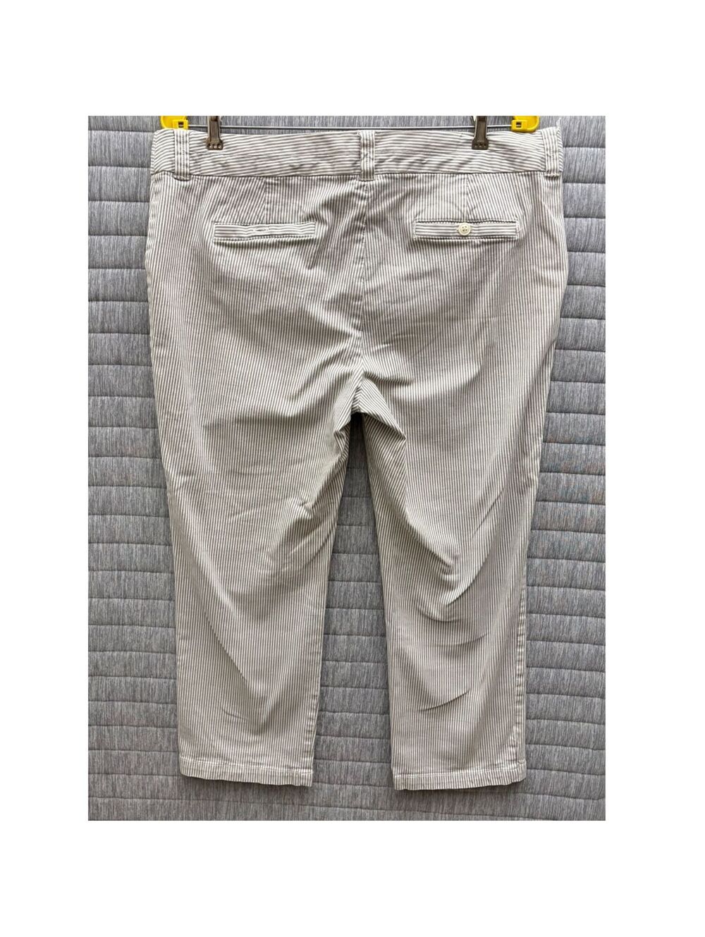 Boden Cropped Pants Women's UK 16 / US 12 Gray White Stripe Straight Leg Office - Picture 2 of 10